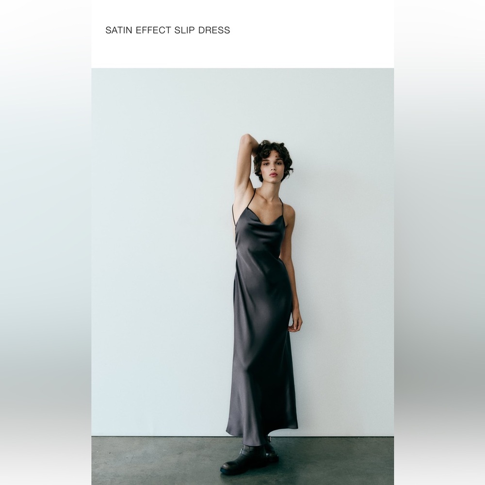 Satin effect slip dress- petrol blue